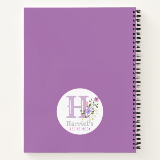 Monogram en naam met bloemen notitieboek (Achterkant)