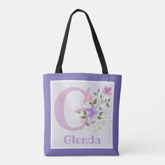 Monogram en naam met bloemen tote bag (Achterkant)