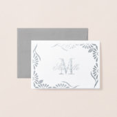 Monogram en naam met Floral Border Folie Kaarten (Voorkant met envelop)