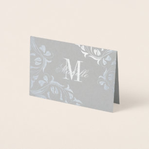 Monogram en naam met Floral Design Folie Kaarten