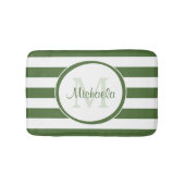 Monogram en naam met zelfs groene strepen badmat (Voorkant)