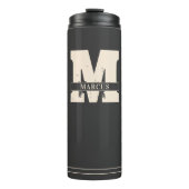 Monogram en naam Modern Dark Grey Man Thermosbeker (Voorkant)