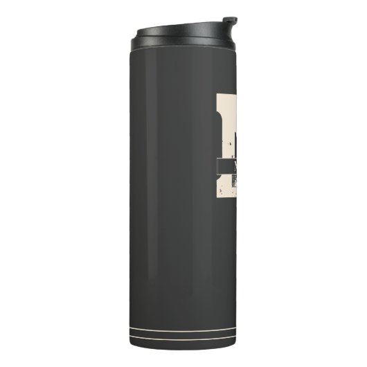 Monogram en naam Modern Dark Grey Man Thermosbeker (Gedraaid links)