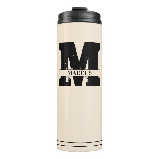 Monogram en naam moderne man thermosbeker (Voorkant)