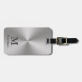 Monogram en naam op Silver Metal Kijk Bagagelabel (Voorkant horizontaal)