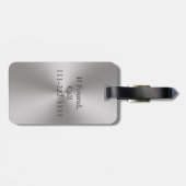 Monogram en naam op Silver Metal Kijk Bagagelabel (Achterkant horizontaal)