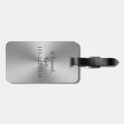 Monogram en naam op Silver Metal Kijk Bagagelabel (Achterkant horizontaal)