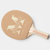 Monogram en naam overlay perzikkus tafeltennisbatje (Zijkant)