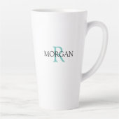 Monogram en naam personaliseren, licht Blauwgroen  Latte Mok (Rechts)