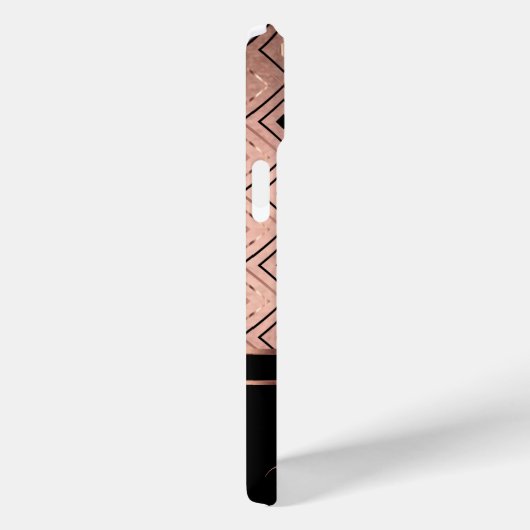 Monogram en Naam Roos Gouden Diamantpatroon Case-Mate iPhone Case (Achterkant / Rechts)