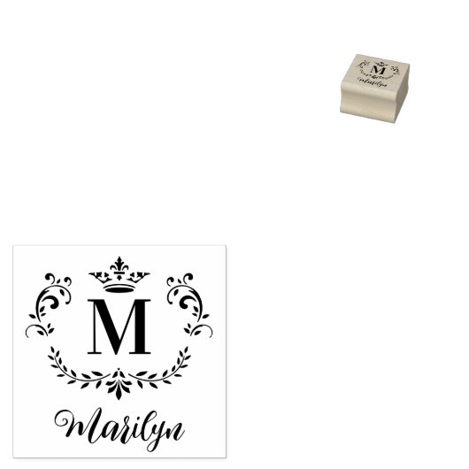 monogram en naam rubberstempel (Gestempeld)