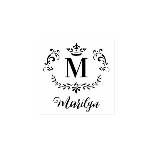 monogram en naam rubberstempel (Afrduk)