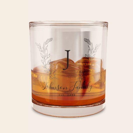 Monogram en naam script elegant gepersonaliseerd whisky glas