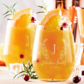 Monogram en naam script elegant gepersonaliseerd wijnglas zonder voet