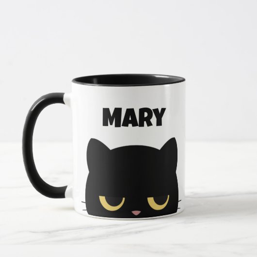 Monogram en Naam Script Funny Black Cat aanpassen Mok (Links)