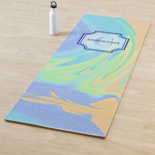 Monogram en naam van het initiaal | Paint Swirl Yogamat (In situ)
