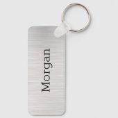 Monogram en naam, Yel Gold Brushed Steel Black Key Sleutelhanger (Achterkant)