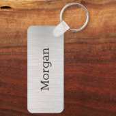 Monogram en naam, Yel Gold Brushed Steel Black Key Sleutelhanger (Achterkant)