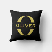 Monogram en naam zwart en goud gepersonaliseerd kussen (Achterkant)