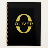 Monogram en naam zwart en goud op maat planner (Voorkant)