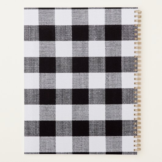 Monogram en naam zwart-wit Gingham Pset Planner (Achterkant)