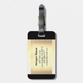 Monogram en naam, zwarte en grijze tekst, geborste bagagelabel (Achterkant verticaal)