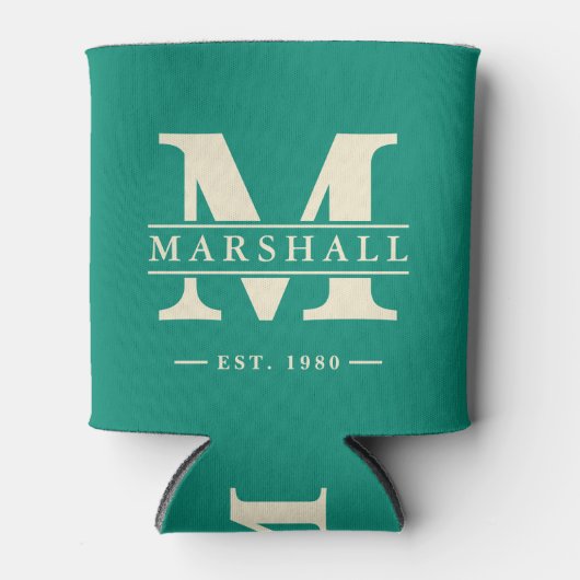 Monogram en naamoverlay Aqua Beach Breeze Blikjeskoeler (Voorkant)
