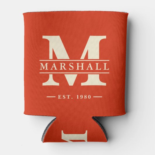 Monogram en naamoverlay bloed sinaasappel blikjeskoeler (Voorkant)