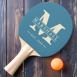 Monogram en naamoverlay diep aqua tafeltennisbatje