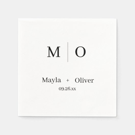 Monogram en namen bruiloft servetten (Voorkant)