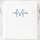 Monogram en namen trouwsticker ovale sticker (Tas)