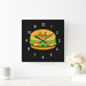 Monogram en nummers voor de roodbruinhamburger vierkante klok (Huis)