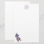 Monogram en Paarse Lila spuit met lintboei Briefpapier (Voorkant / Achterkant)