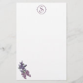 Monogram en Paarse Lila spuit met lintboei Briefpapier (Voorkant)