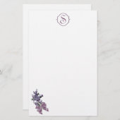 Monogram en Paarse Lila spuit met lintboei Briefpapier (Voorkant / Achterkant)