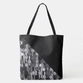 Monogram en Retro-Stippen Tote Bag (Achterkant)
