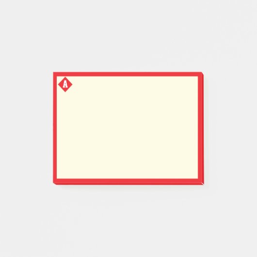 Monogram en rode rand op ivoor post-it® notes (Voorkant)
