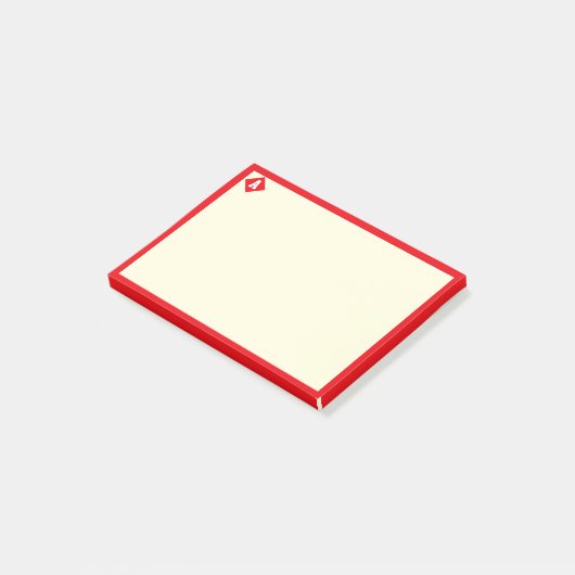 Monogram en rood lijst op ivoor post-it® notes (Schuin)