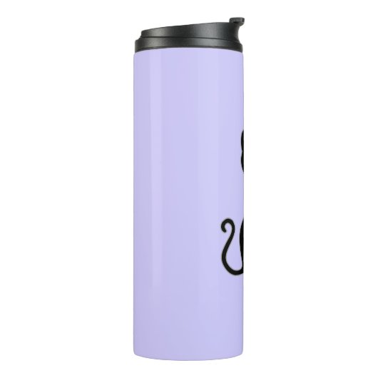 Monogram en Schattigee Zwarte Kat op Licht Periwin Thermosbeker (Gedraaid links)