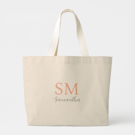Monogram- en scriptnaam grote tote bag (Achterkant)