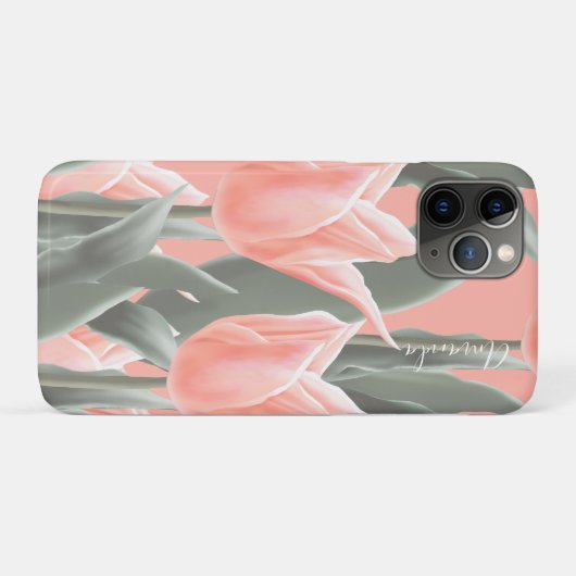 Monogram en stijlvolle Tulpdruppels Case-Mate iPhone Case (Achterkant (horizontaal))