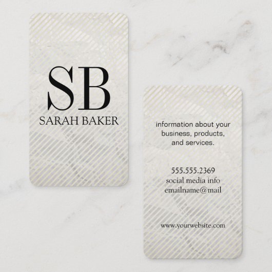 Monogram en strepen voor hedendaagse textuur visitekaartje (Voorkant / Achterkant)