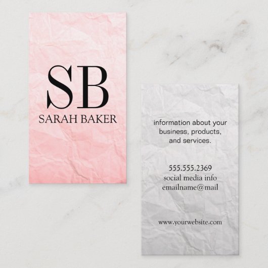 Monogram en strepen voor hedendaagse textuur visitekaartje (Voorkant / Achterkant)