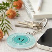 Monogram en vlinder op mintgroene kleur sleutelhanger (Voorkant Rechts)