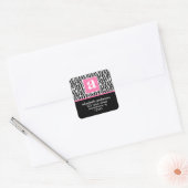Monogram en Zebra-Adresetiketten Vierkante Sticker (Envelop)
