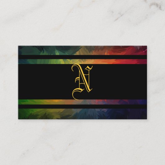 Monogram en zwarte strepen visitekaartje (Voorkant)