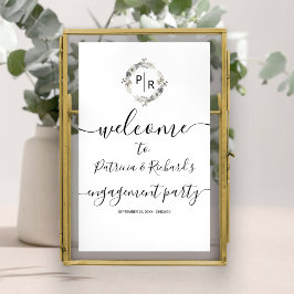 Monogram Engagement Party Welkomstbord Poster