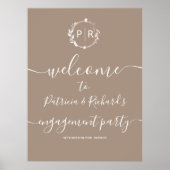 Monogram Engagement Party Welkomstbord Schuimbord Poster (Voorkant)