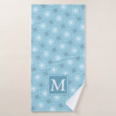 Monogram engel blauw cirkelpatroon badhanddoek (Badhanddoek)