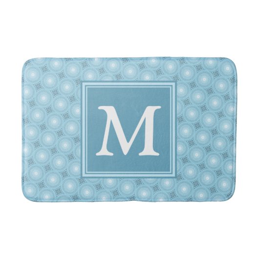 Monogram engel blauw cirkelpatroon badmat (Voorkant)